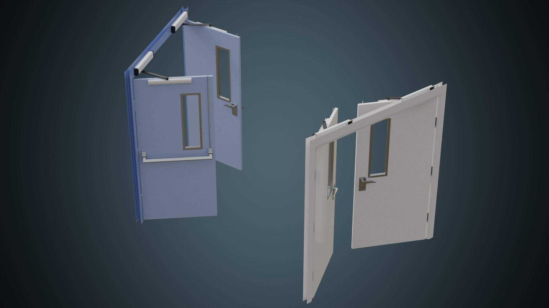 Hospital Door 1A Low-poly 3D model_1