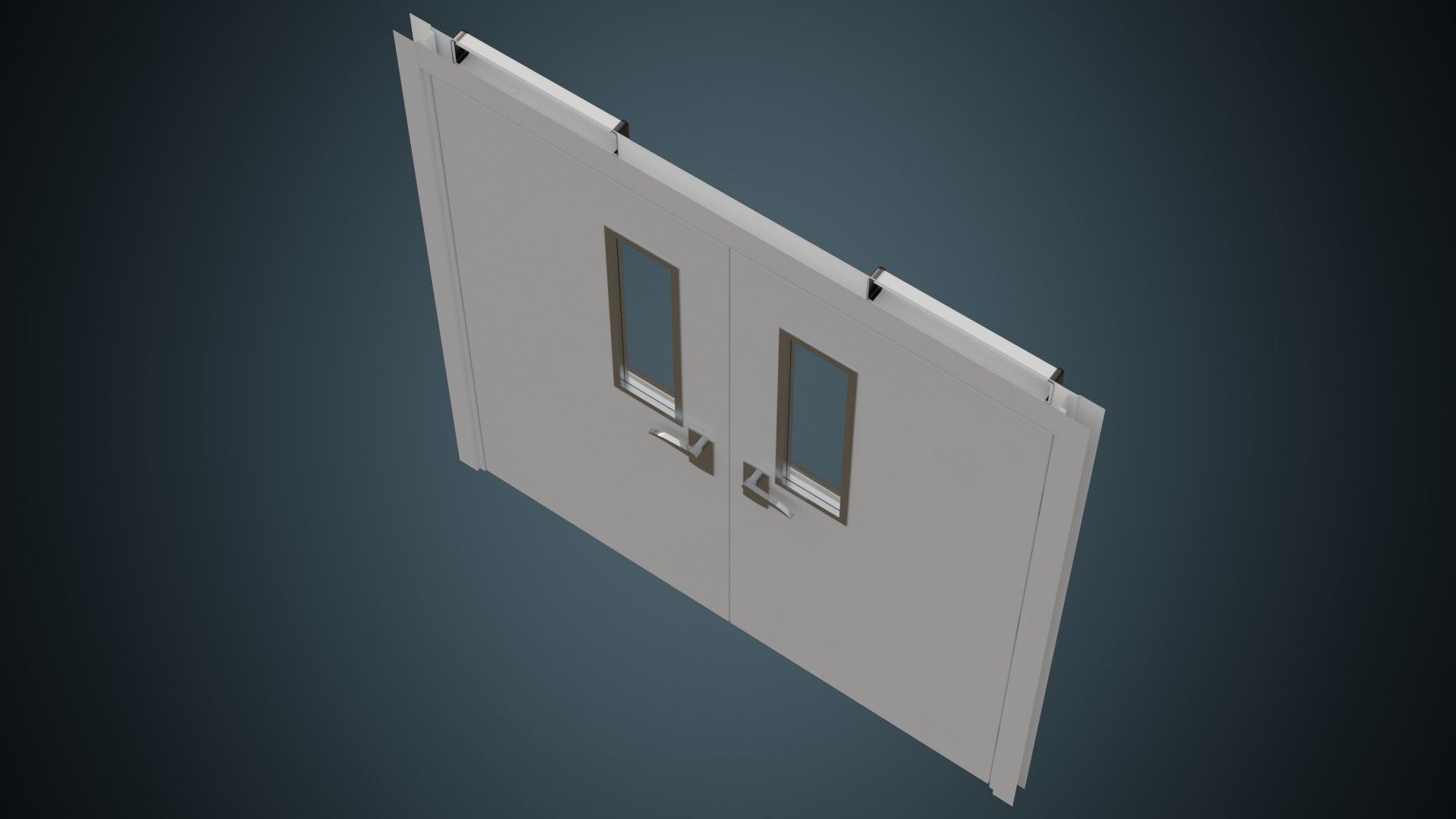 Hospital Door 1A Low-poly 3D model_5