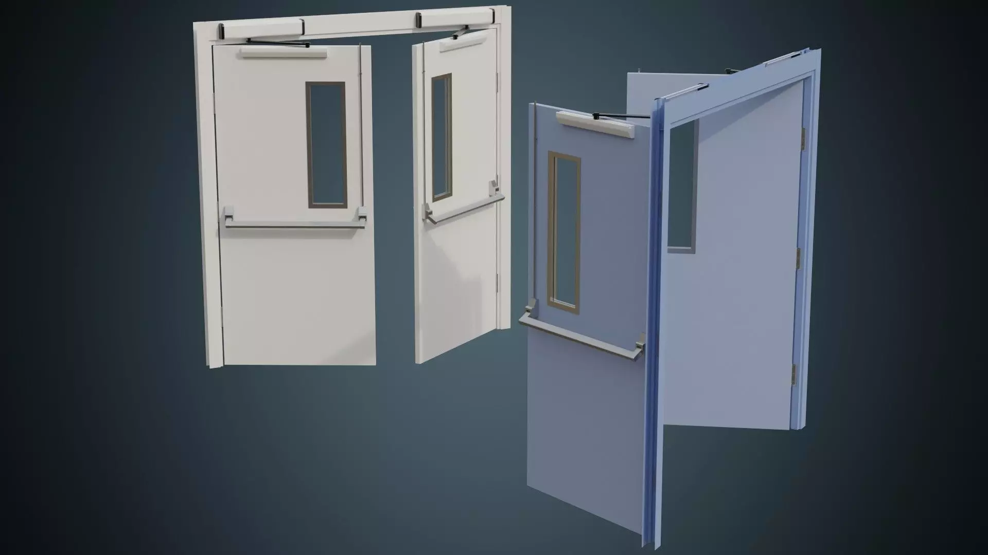 Hospital Door 1A Low-poly 3D model_0