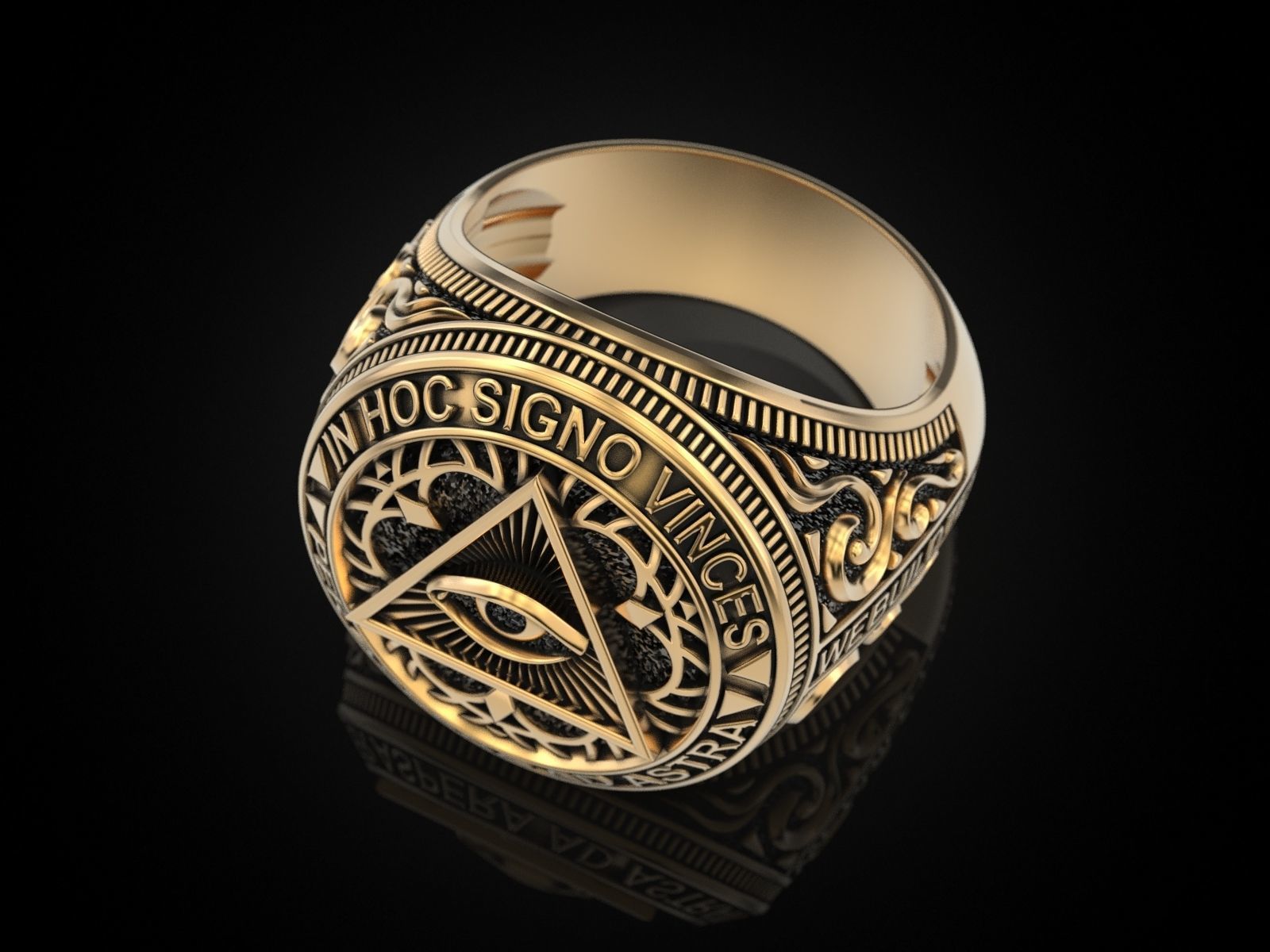 Classical Masonic ring 3D print model_16