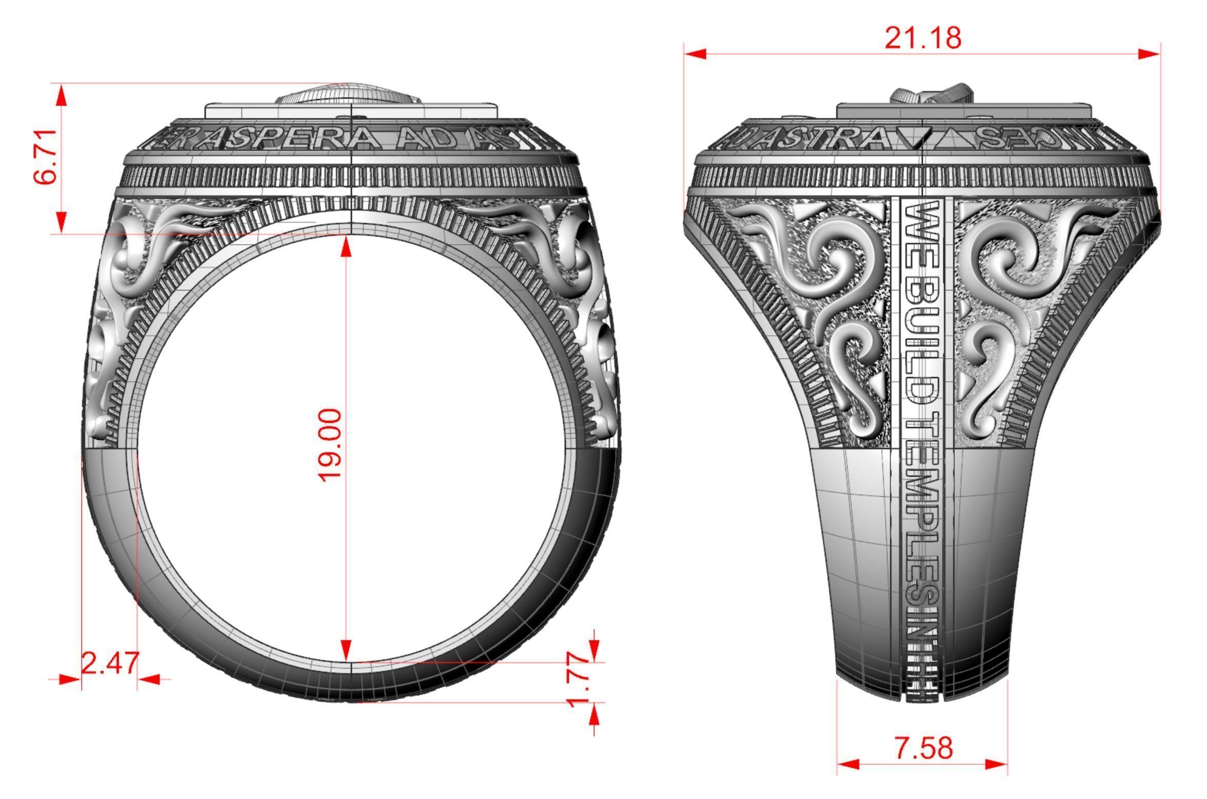 Classical Masonic ring 3D print model_7