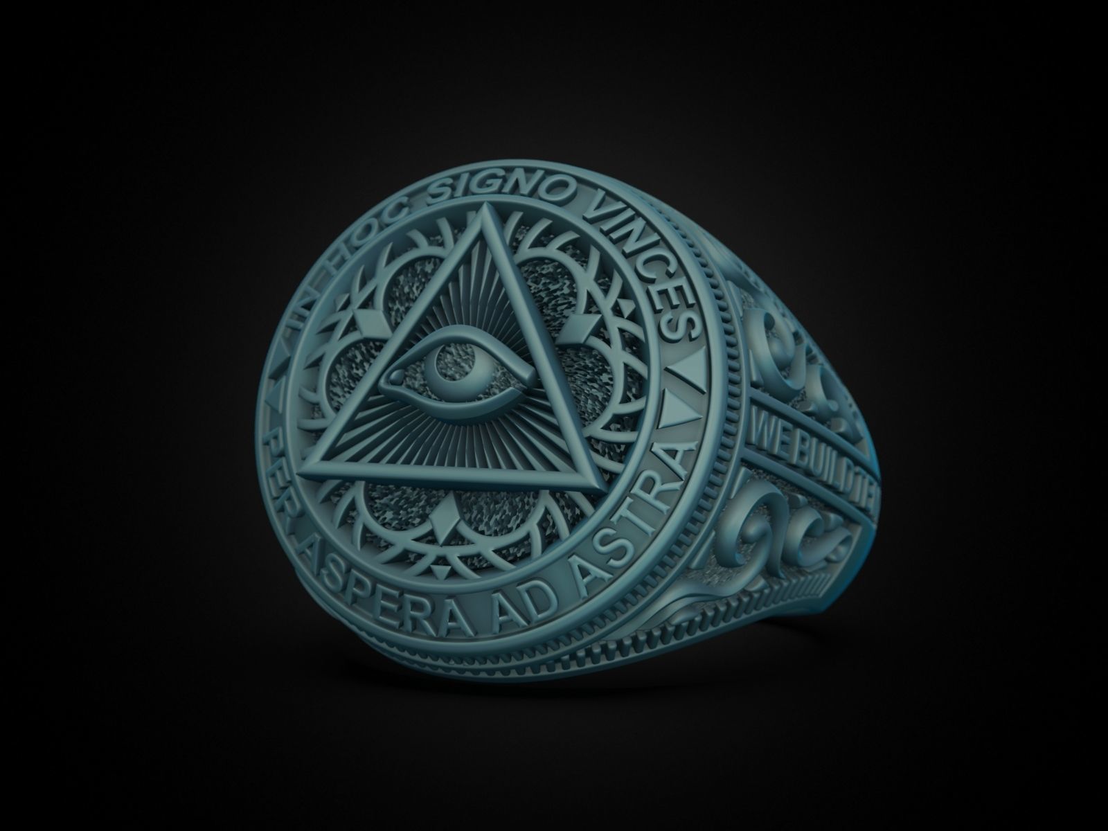 Classical Masonic ring 3D print model_28