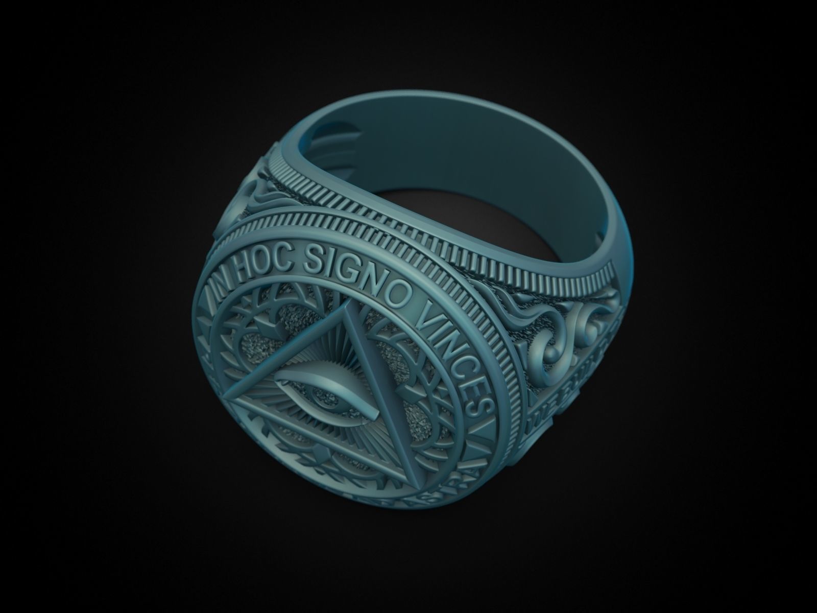 Classical Masonic ring 3D print model_29