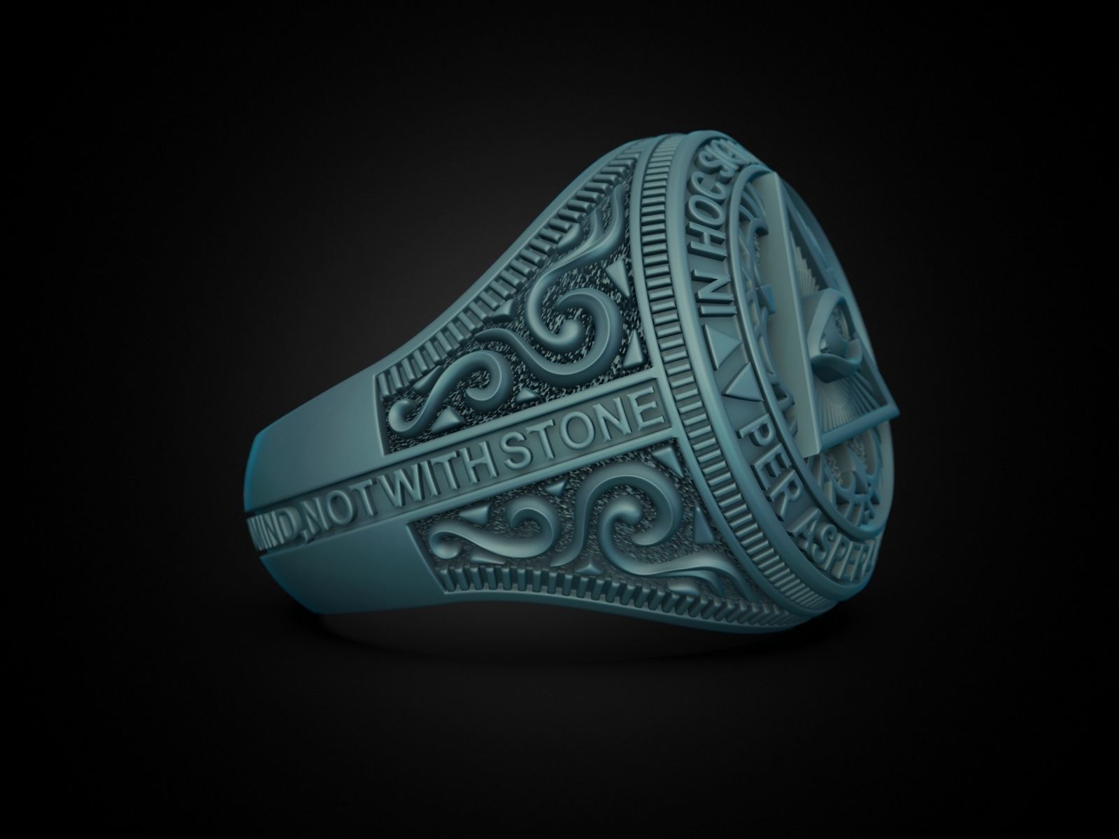 Classical Masonic ring 3D print model_35