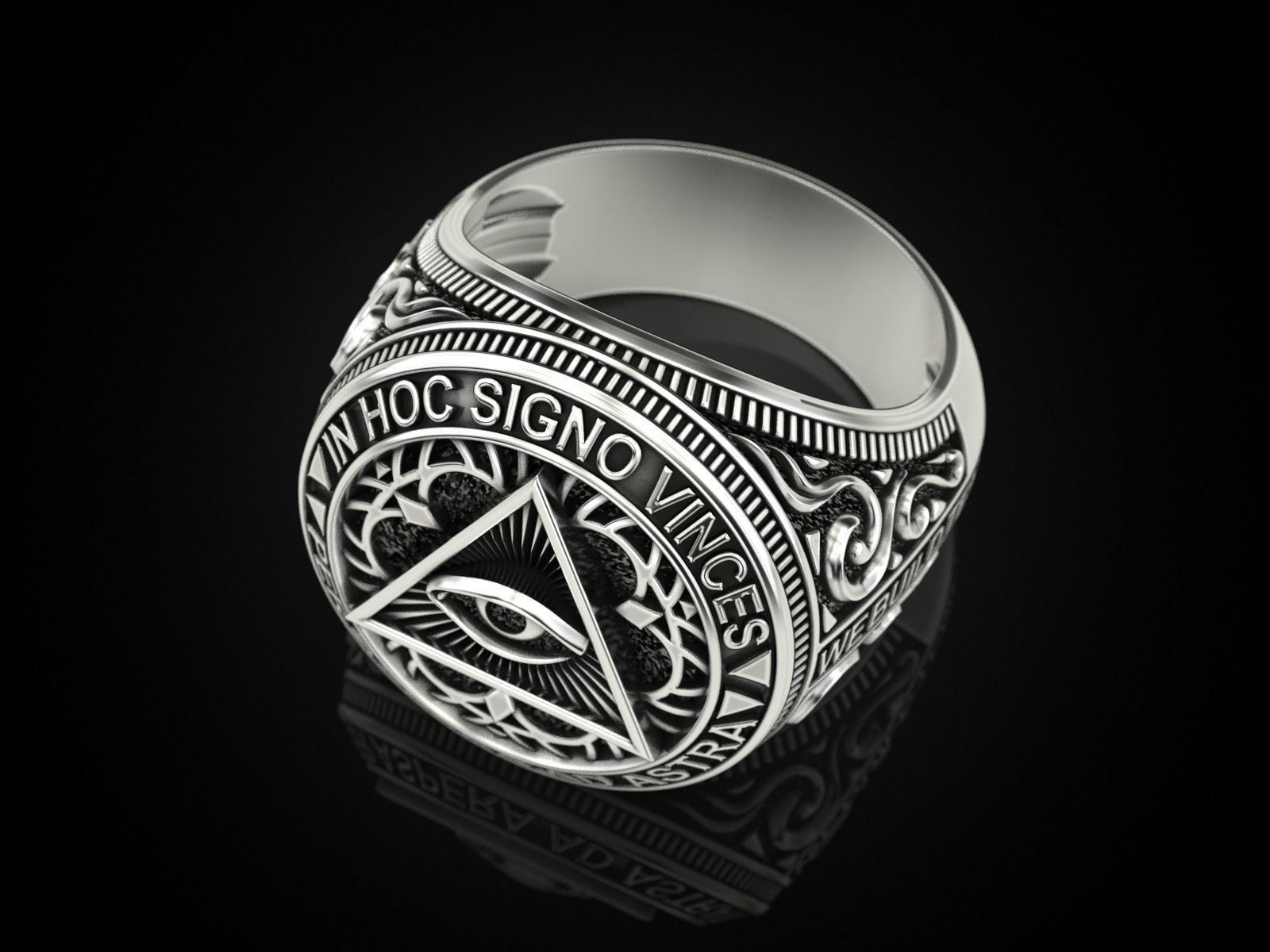 Classical Masonic ring 3D print model_27