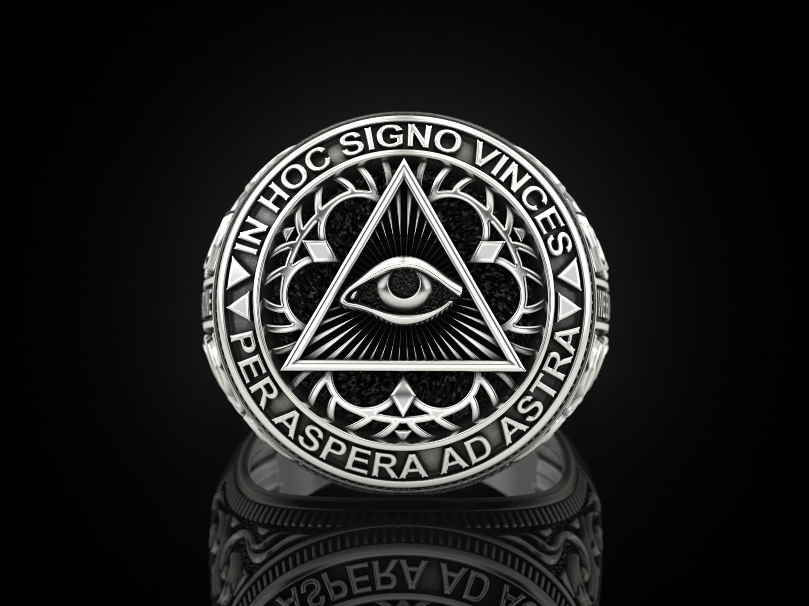 Classical Masonic ring 3D print model_23