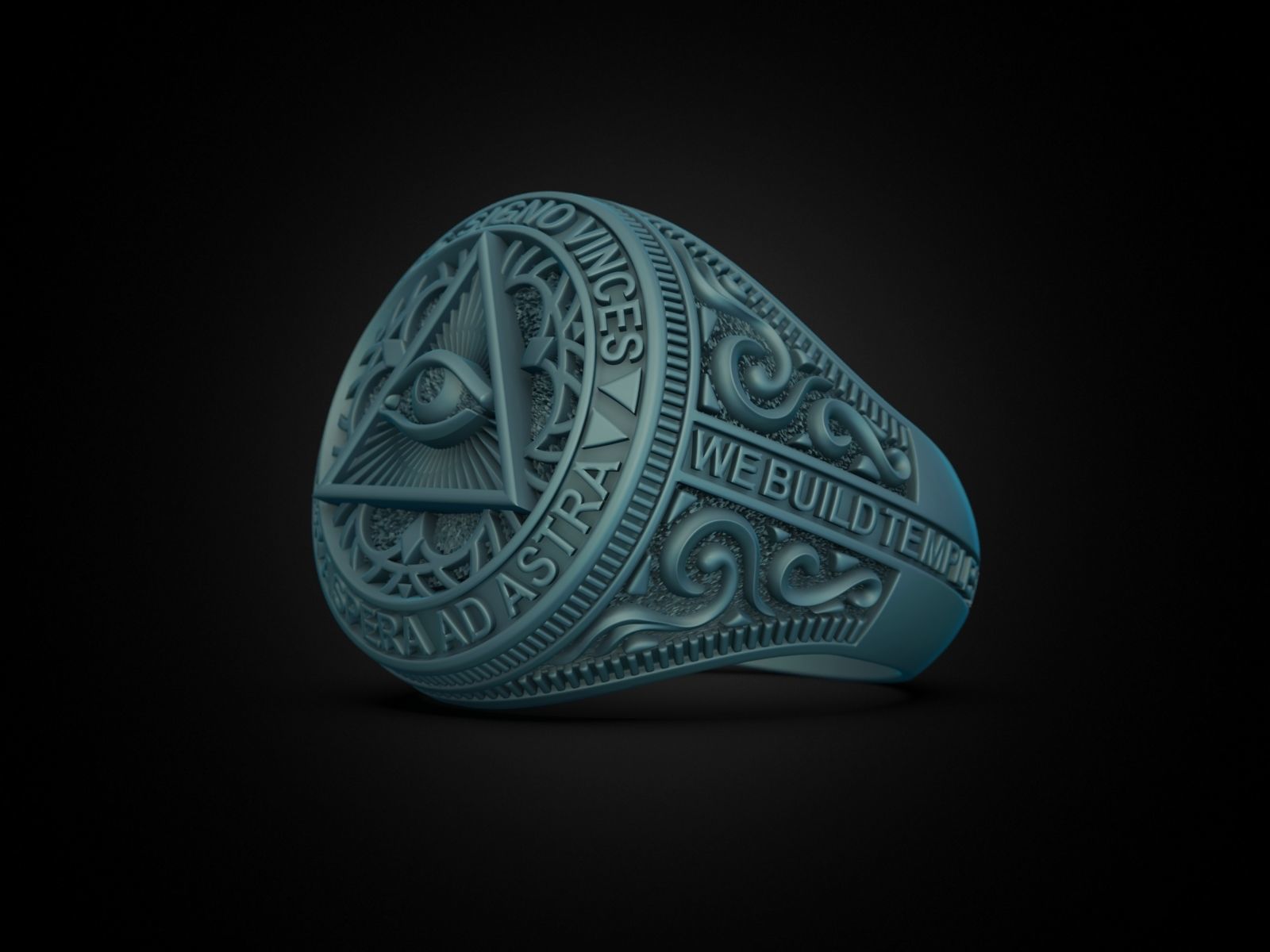 Classical Masonic ring 3D print model_31
