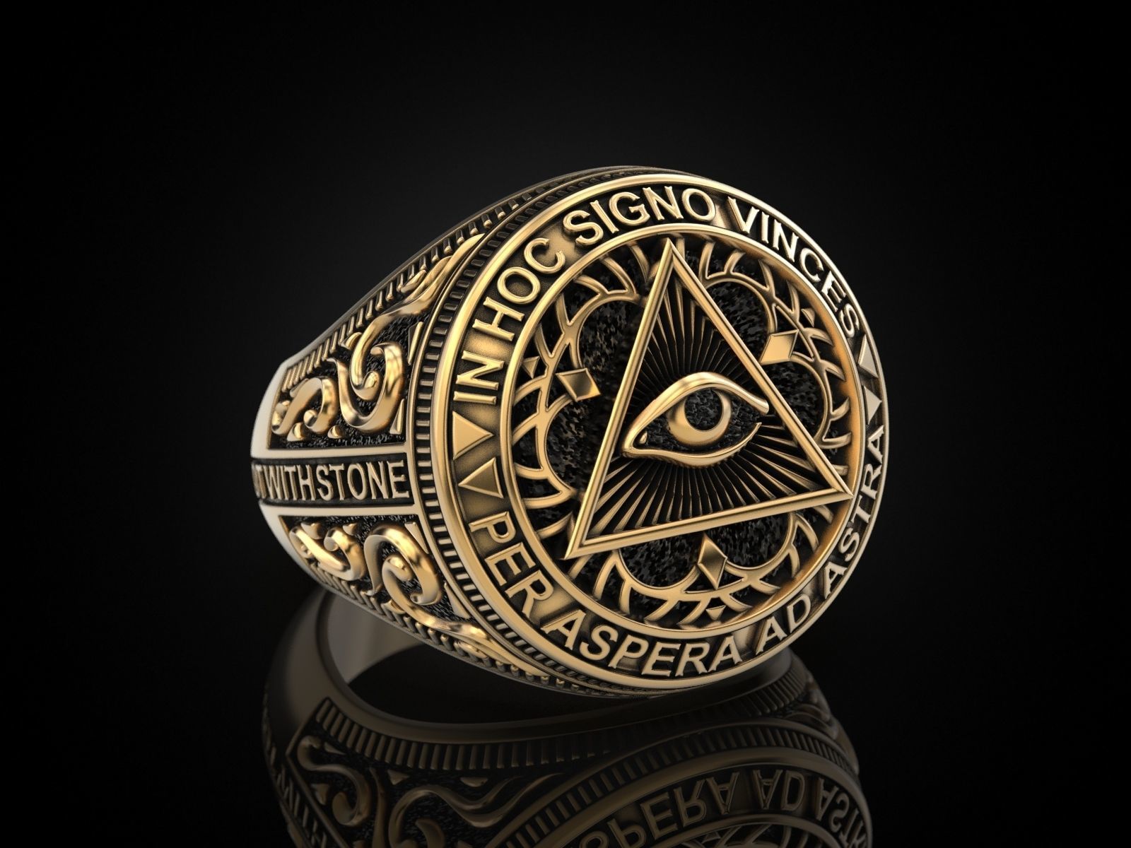Classical Masonic ring 3D print model_14
