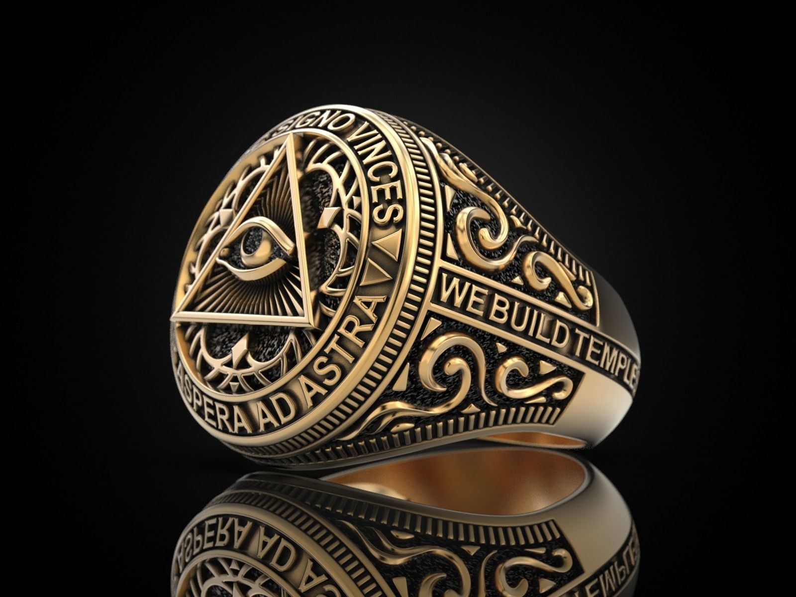 Classical Masonic ring 3D print model_10