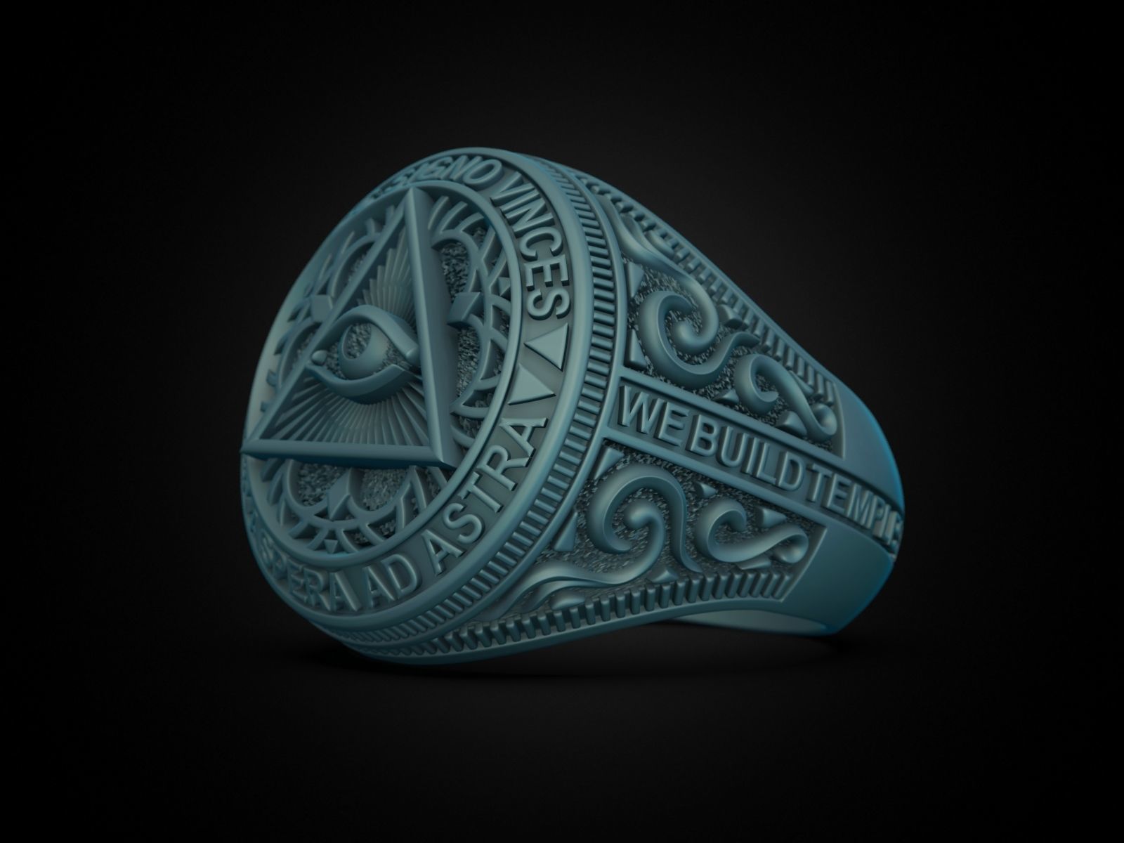 Classical Masonic ring 3D print model_32