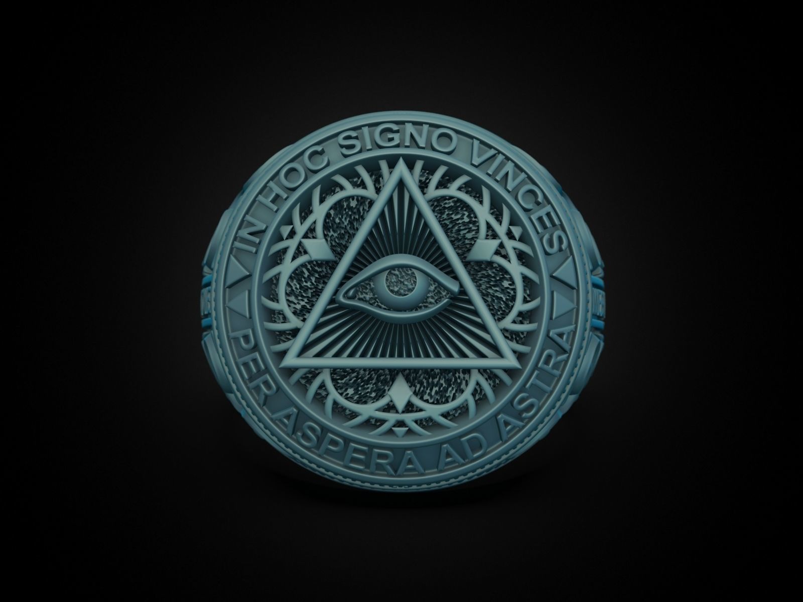 Classical Masonic ring 3D print model_30