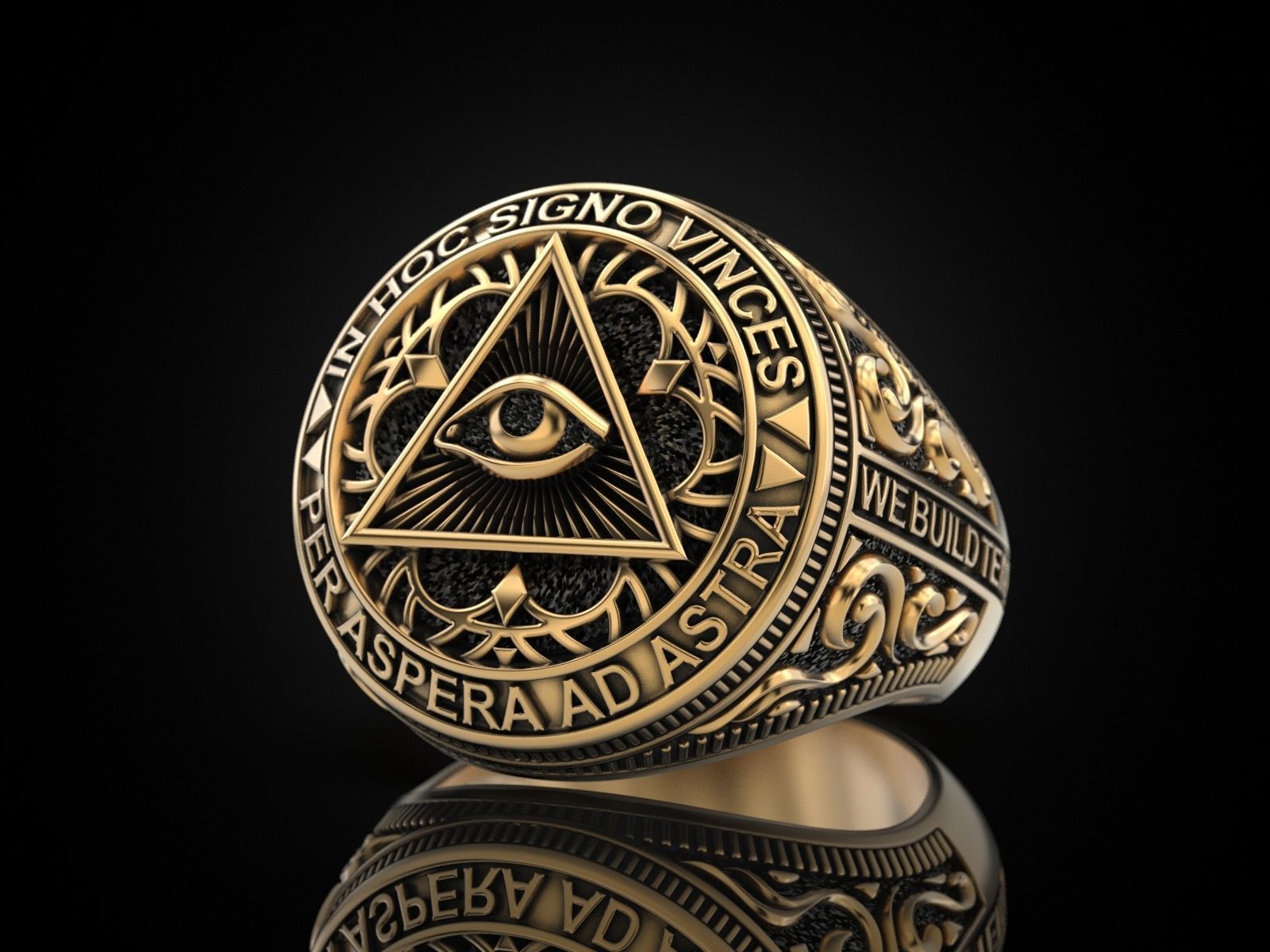 Classical Masonic ring 3D print model_8