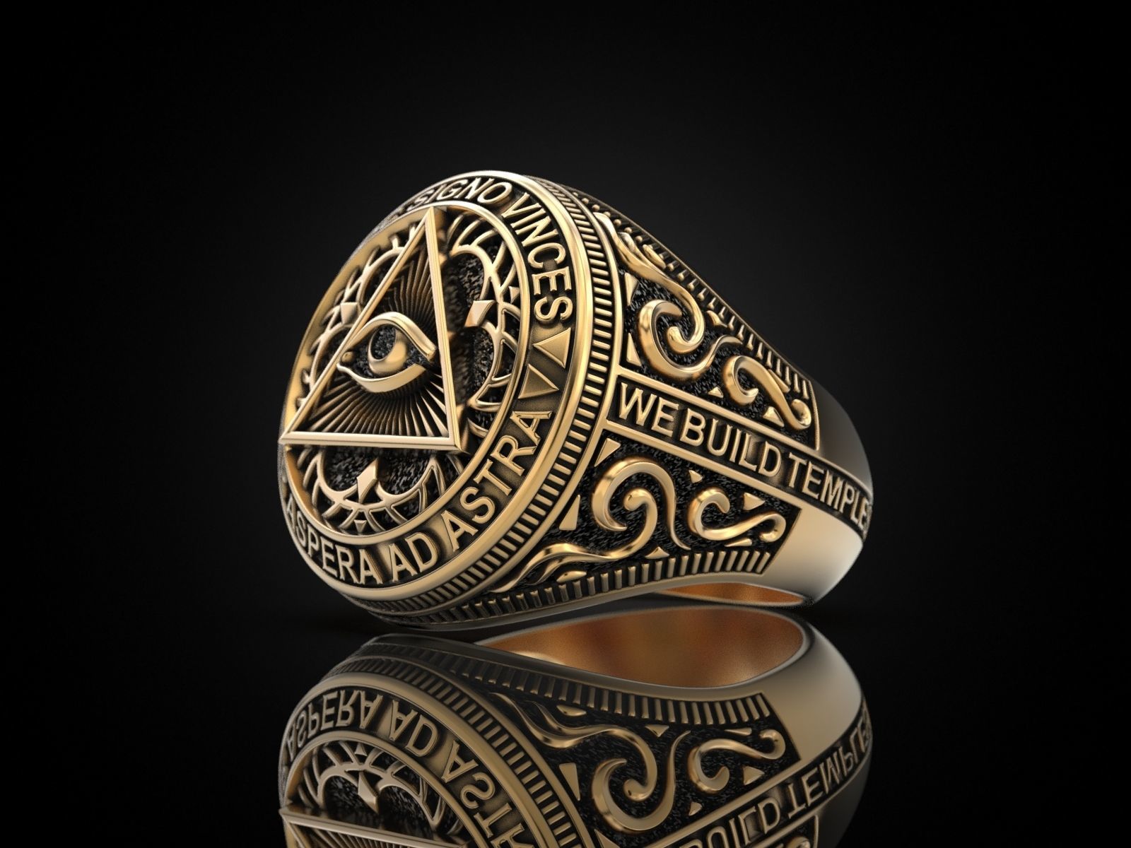 Classical Masonic ring 3D print model_11