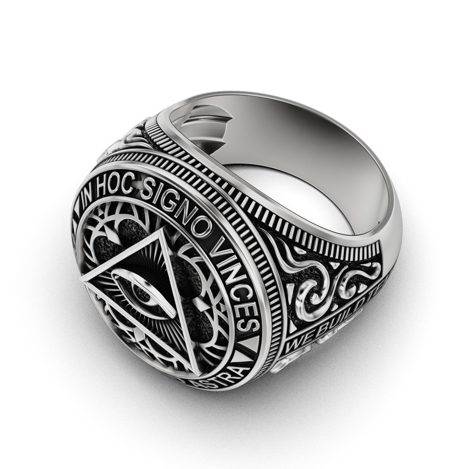 Classical Masonic ring 3D print model_4