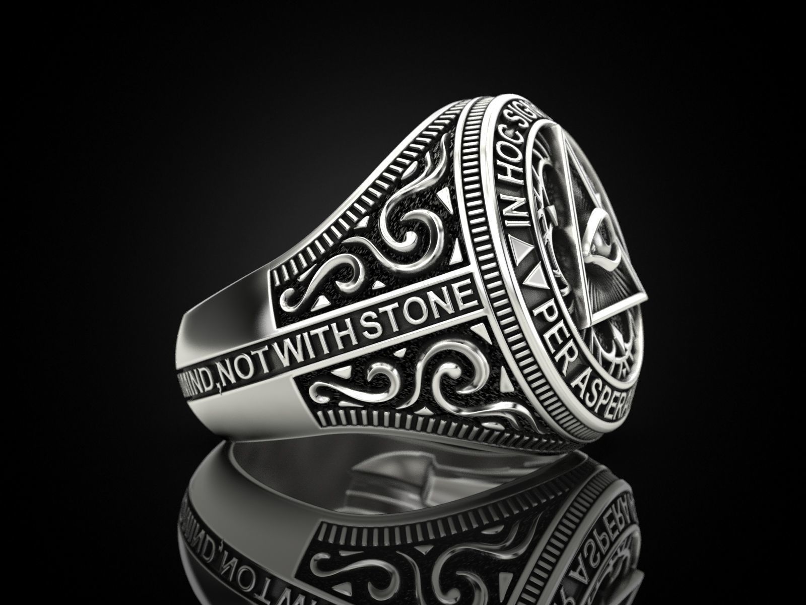 Classical Masonic ring 3D print model_25