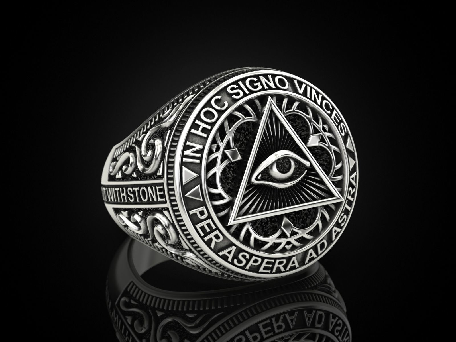 Classical Masonic ring 3D print model_24