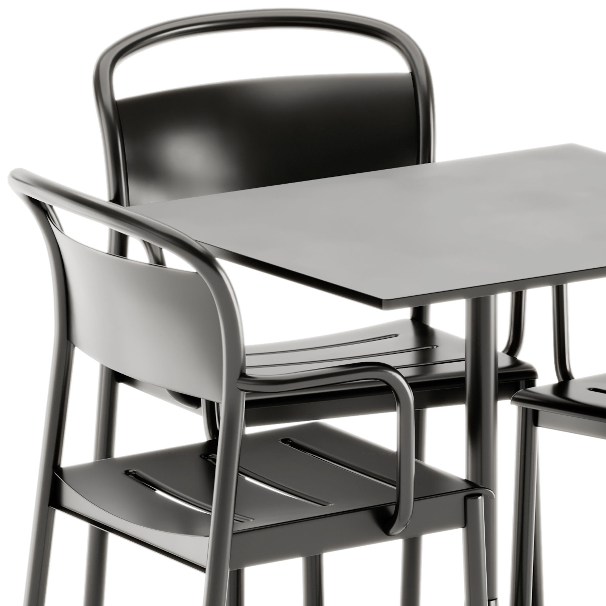 Muuto Linear Steel Armchair and Still Cafe Table Square 3D model_2