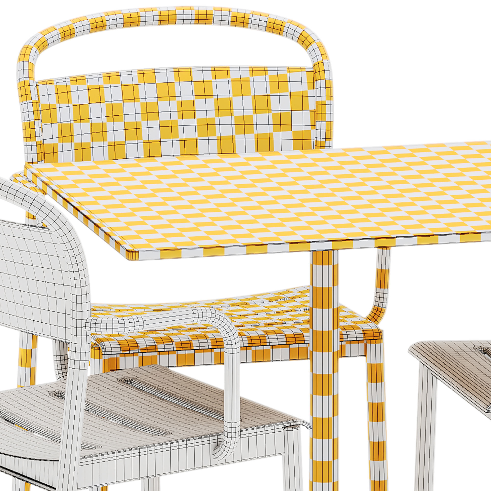 Muuto Linear Steel Armchair and Still Cafe Table Square 3D model_7