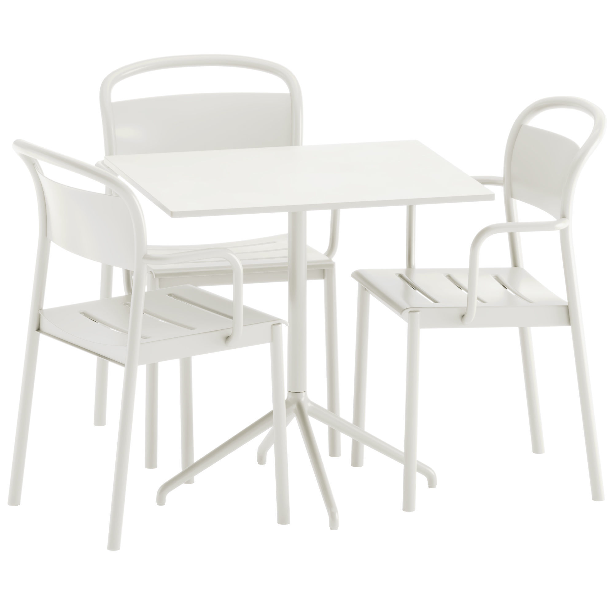 Muuto Linear Steel Armchair and Still Cafe Table Square 3D model_1