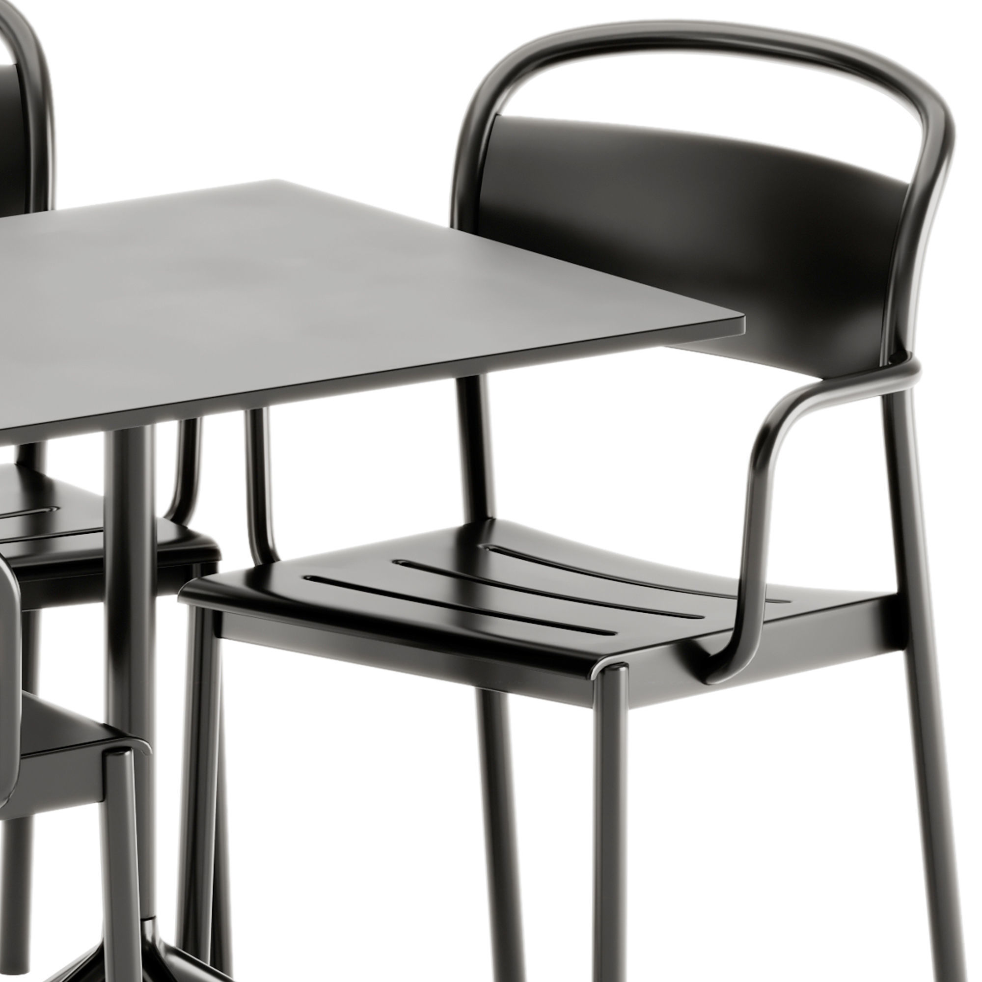 Muuto Linear Steel Armchair and Still Cafe Table Square 3D model_4