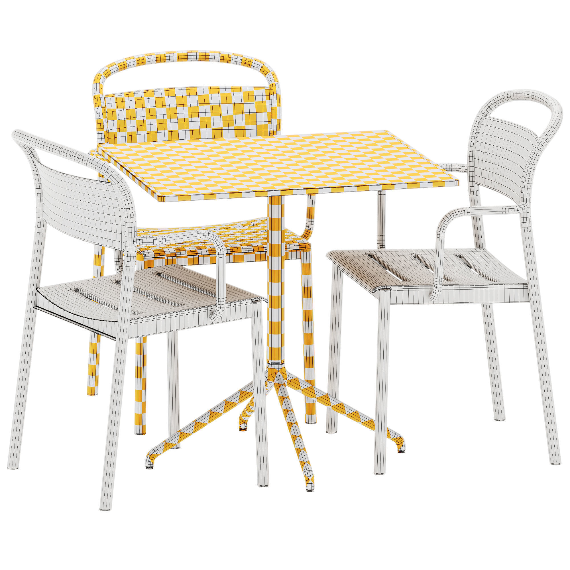 Muuto Linear Steel Armchair and Still Cafe Table Square 3D model_6