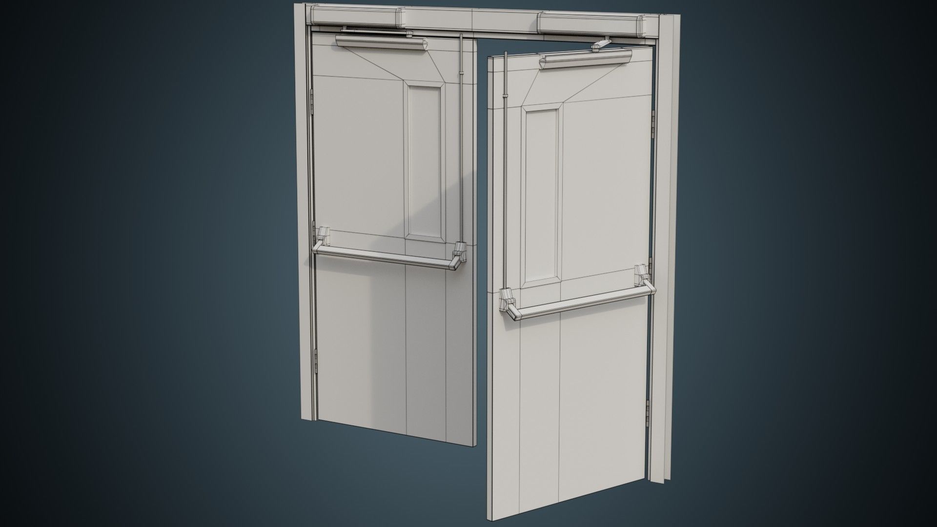 Hospital Door 1 Basic Low-poly 3D model_9