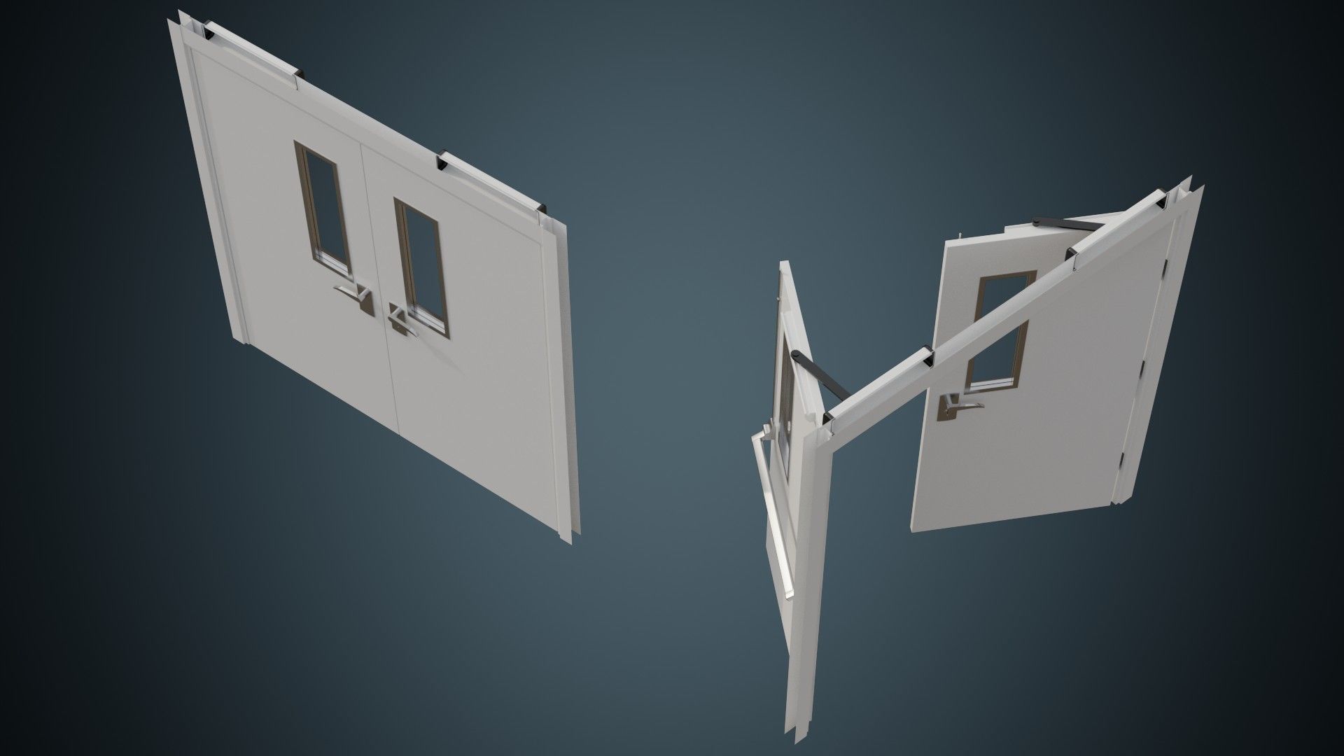 Hospital Door 1 Basic Low-poly 3D model_1