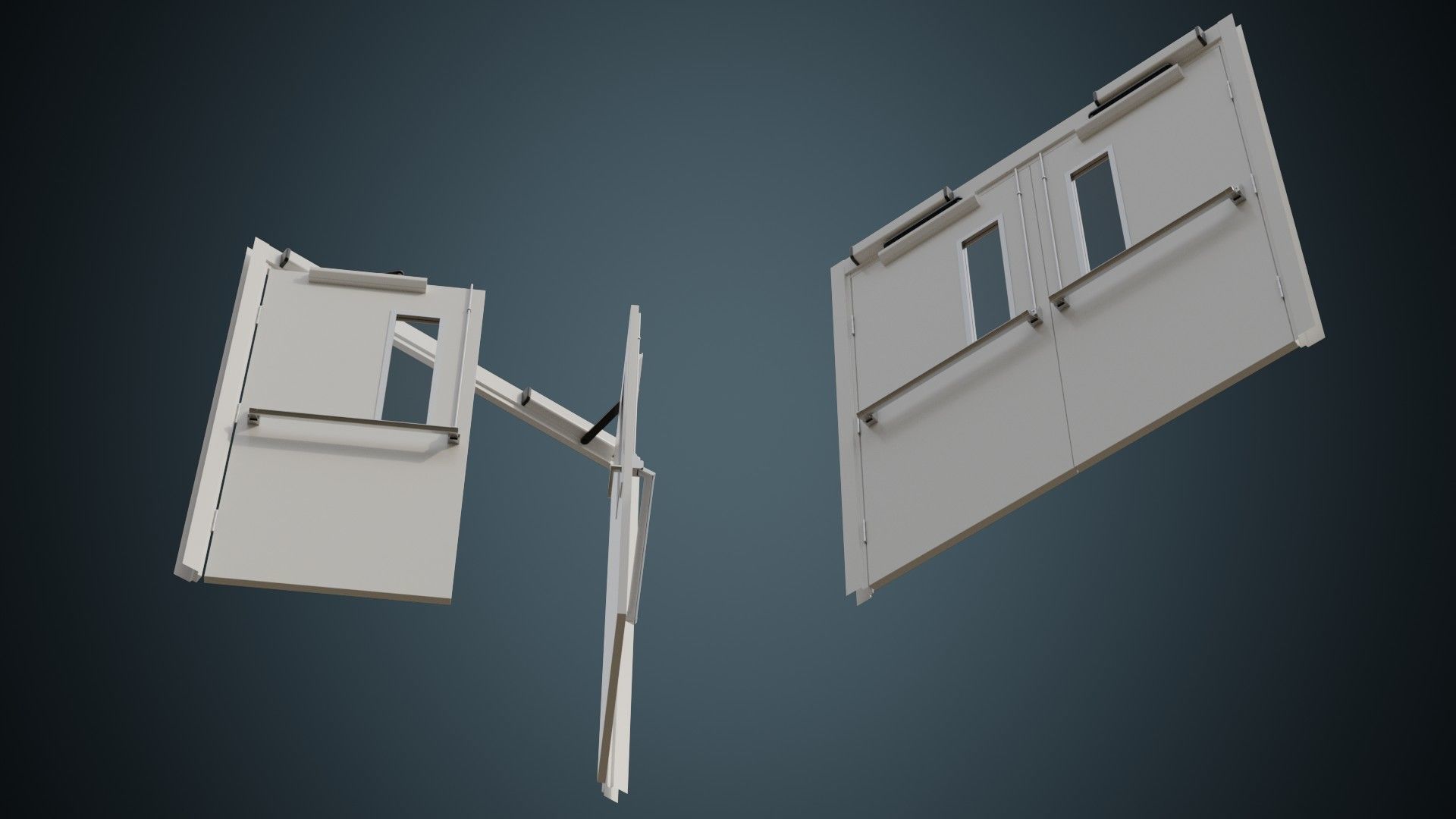 Hospital Door 1 Basic Low-poly 3D model_2