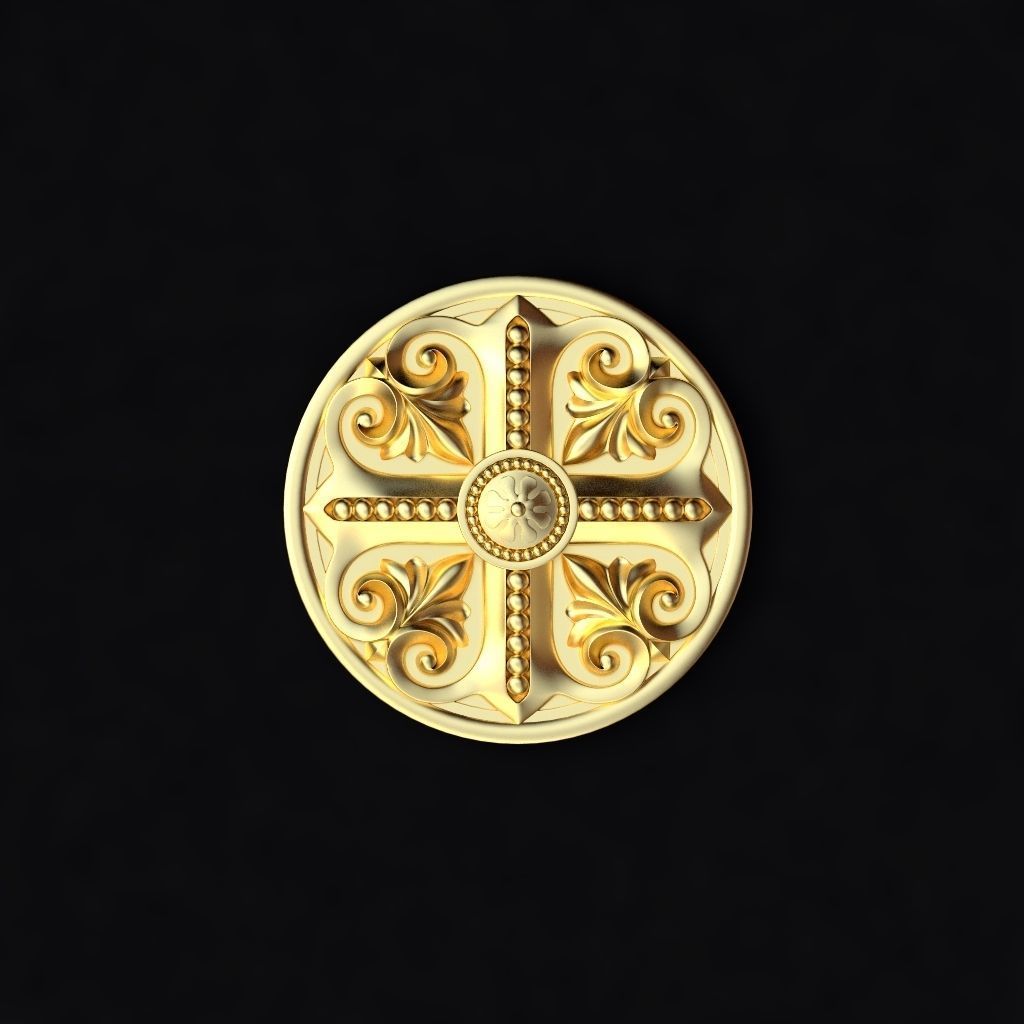 Central decor ornament for furniture 3D model_1