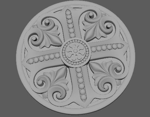 Central decor ornament for furniture 3D model_3