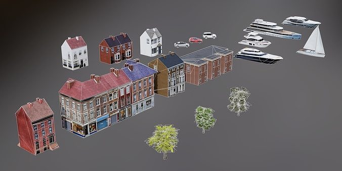 Low Poly city models pack Low-poly 3D model 2