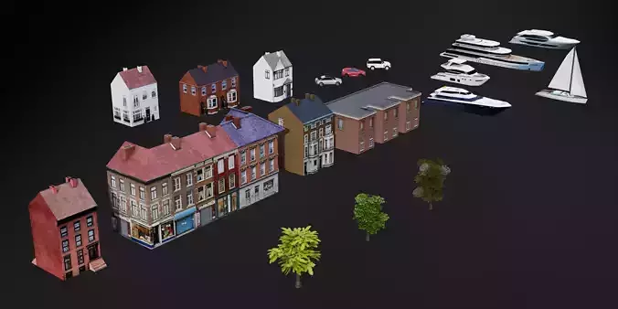 Low Poly city models pack