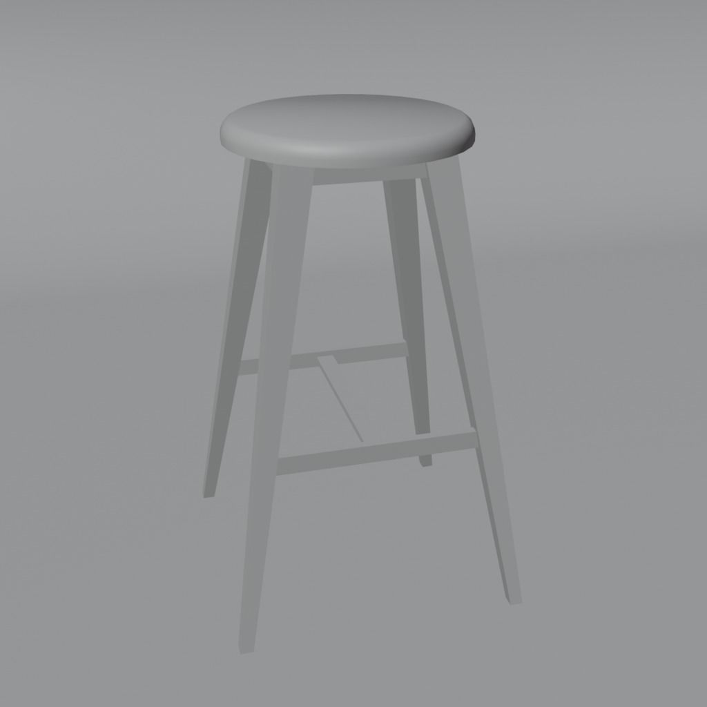 Stool bar Low-poly 3D model_3