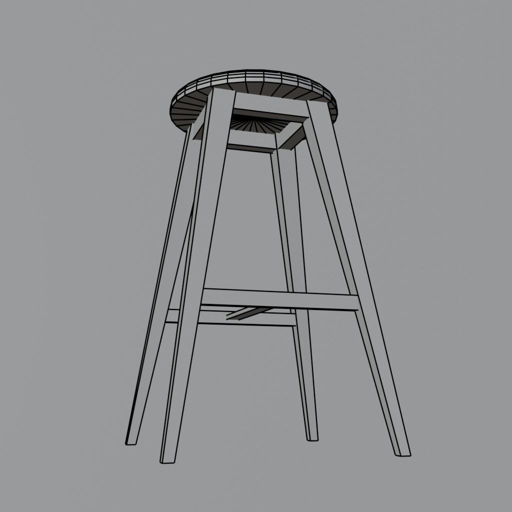 Stool bar Low-poly 3D model_7
