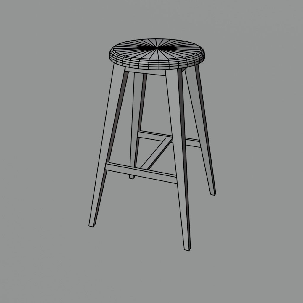 Stool bar Low-poly 3D model_6