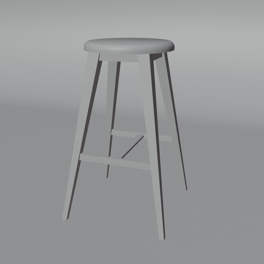 Stool bar Low-poly 3D model_4