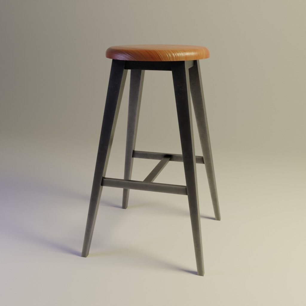 Stool bar Low-poly 3D model_1