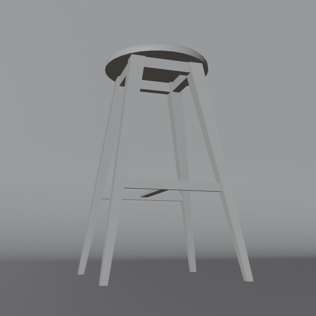 Stool bar Low-poly 3D model_5