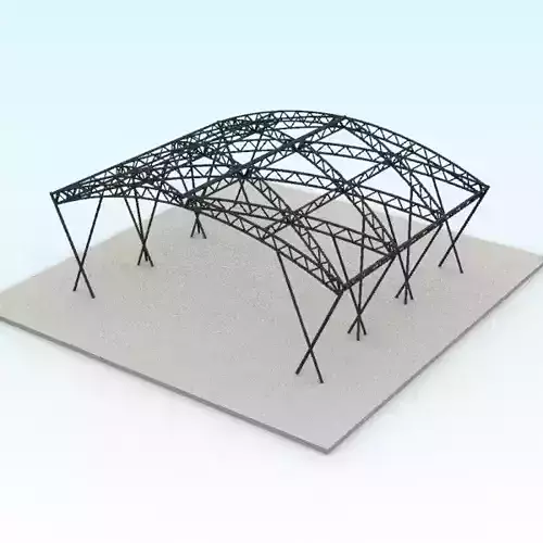 Truss beam - Cylindrical roof model 3D model