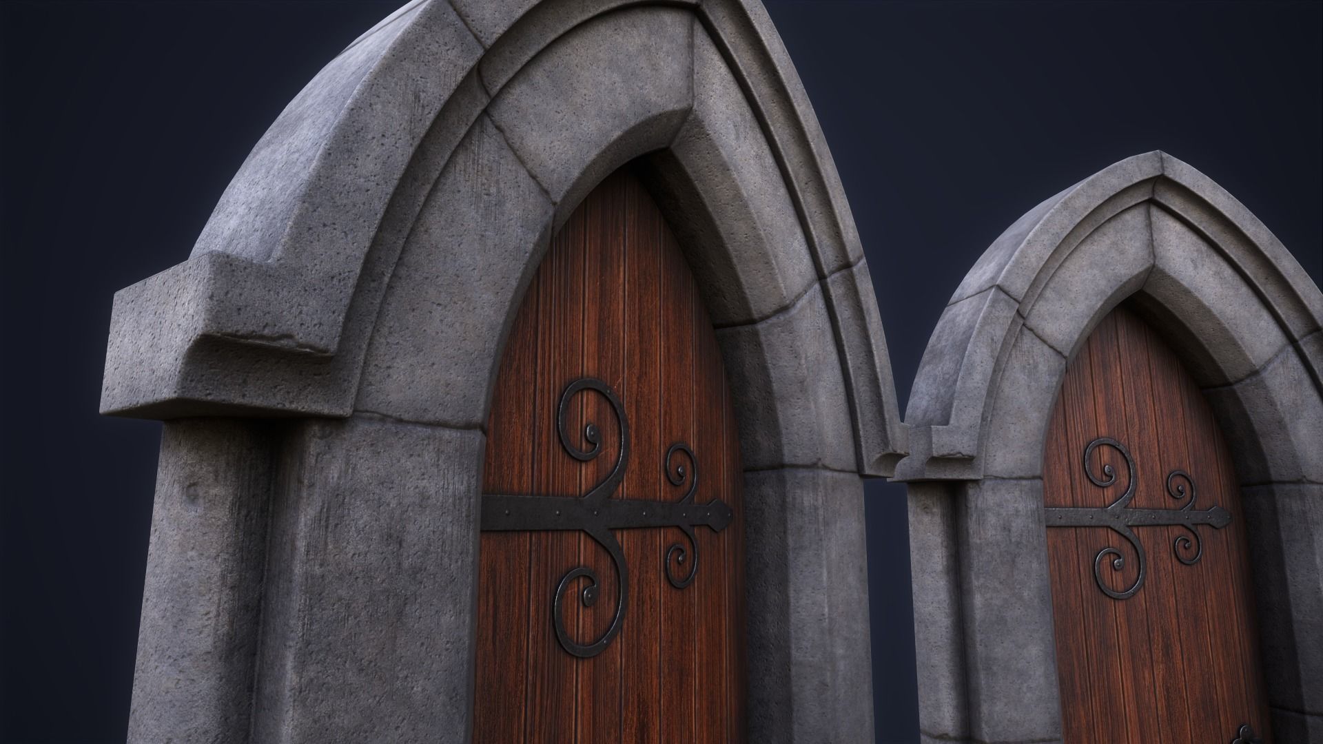 Old front door Low-poly 3D model_8