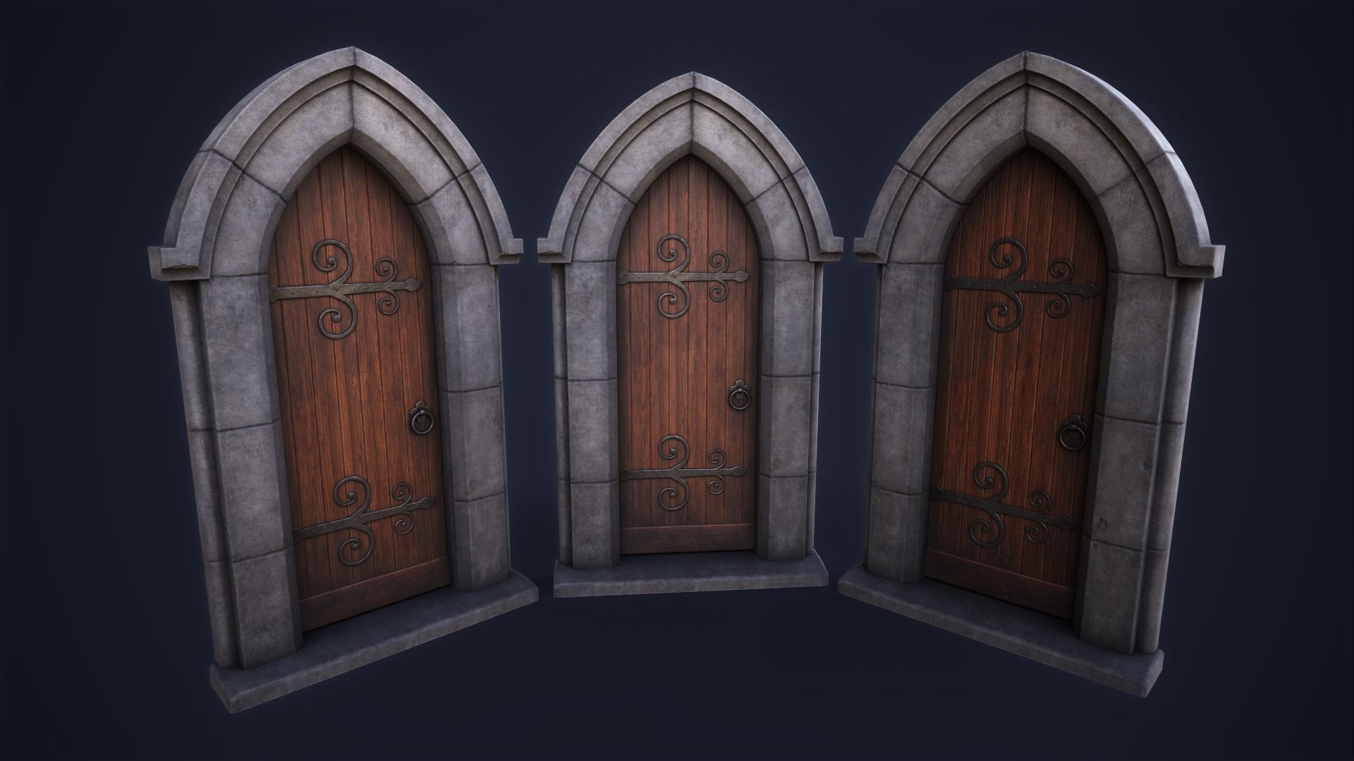 Old front door Low-poly 3D model_14
