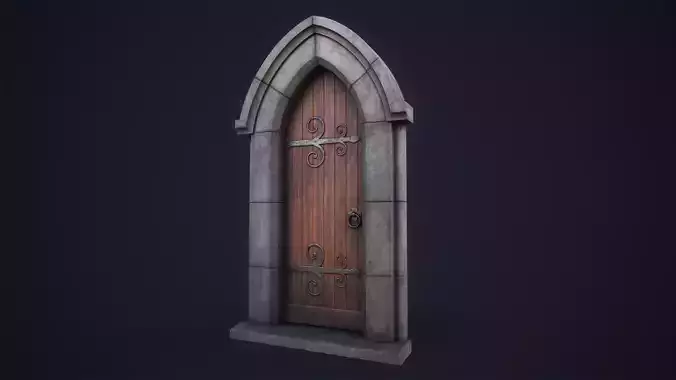 Old front door Low-poly 3D model