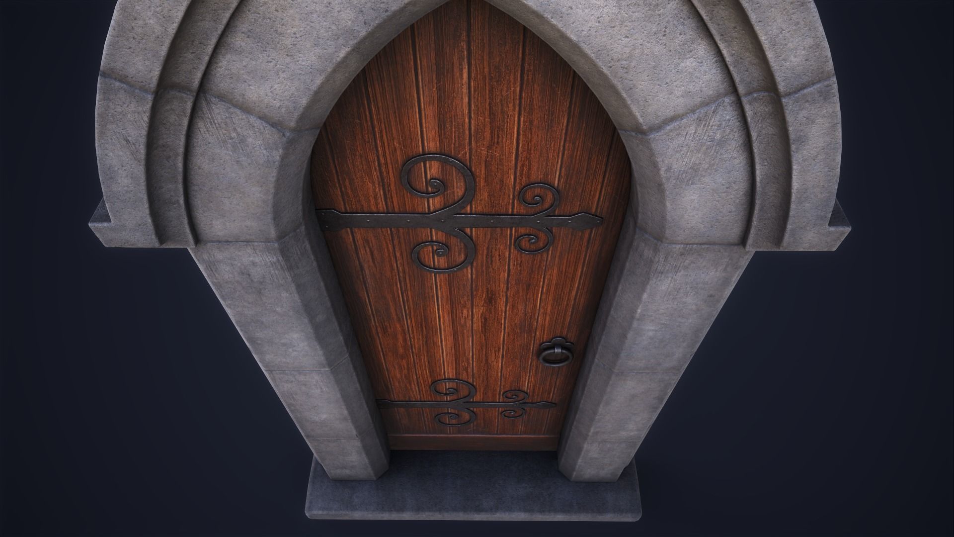 Old front door Low-poly 3D model_12
