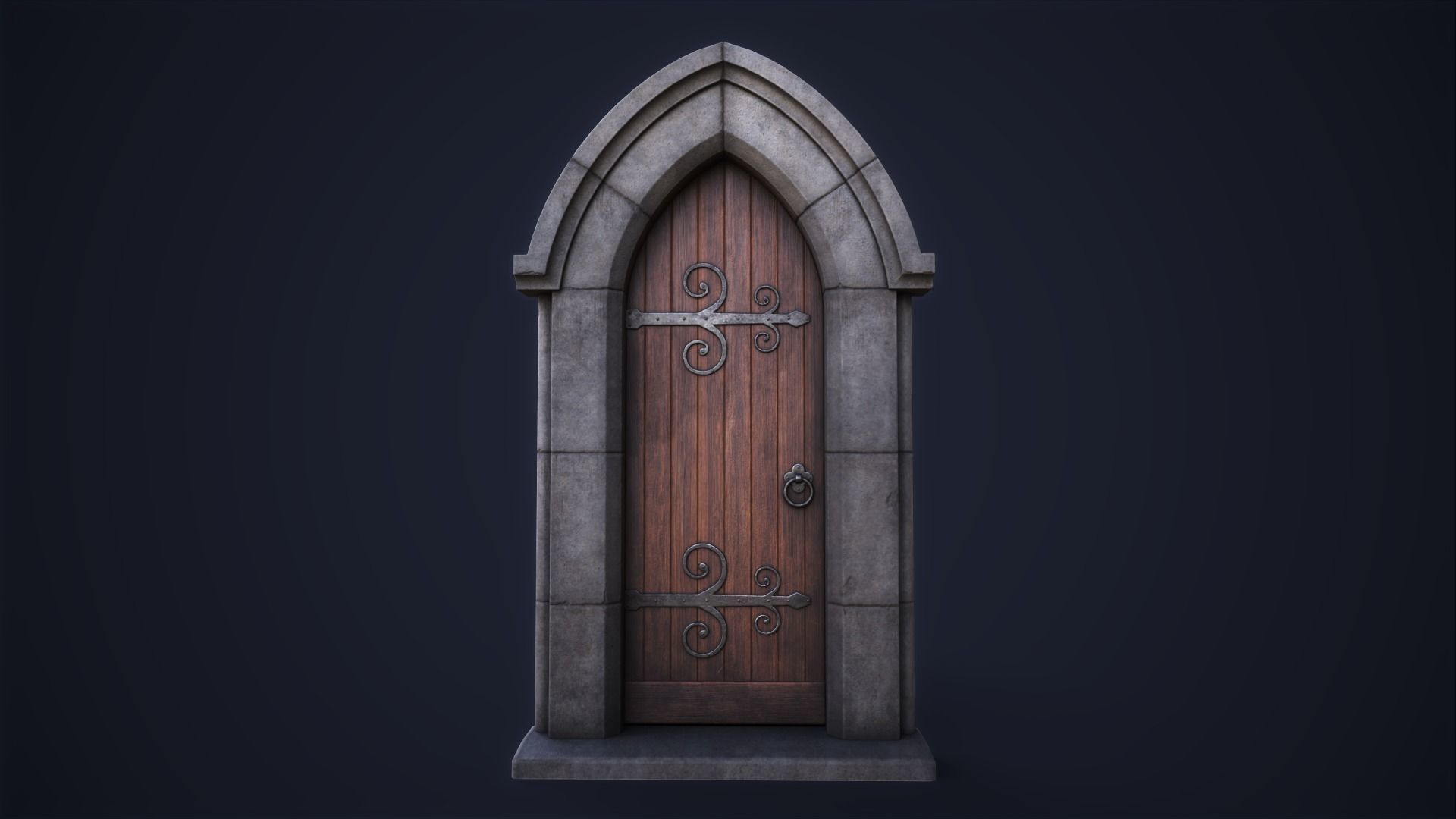 Old front door Low-poly 3D model_3
