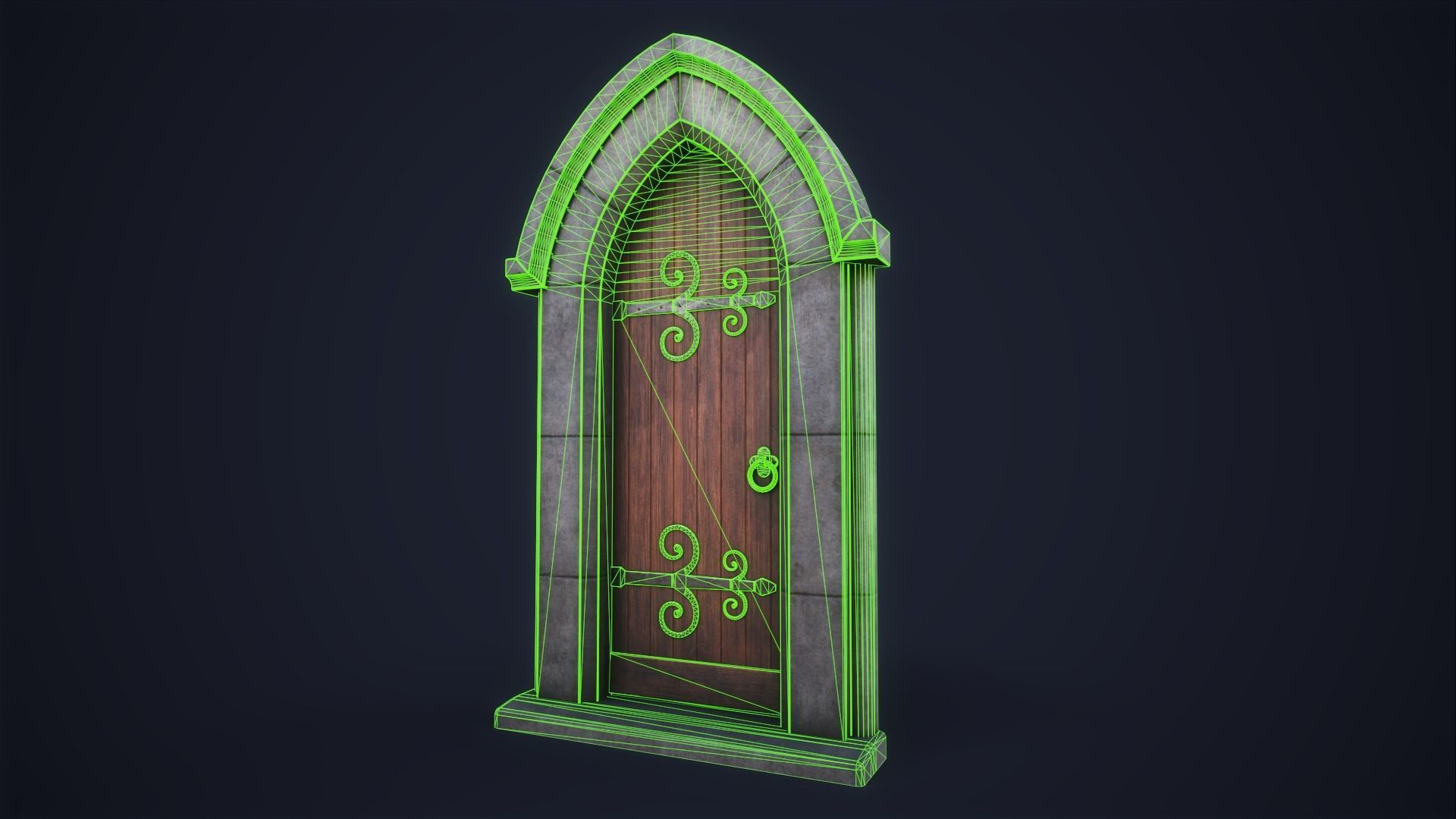 Old front door Low-poly 3D model_2
