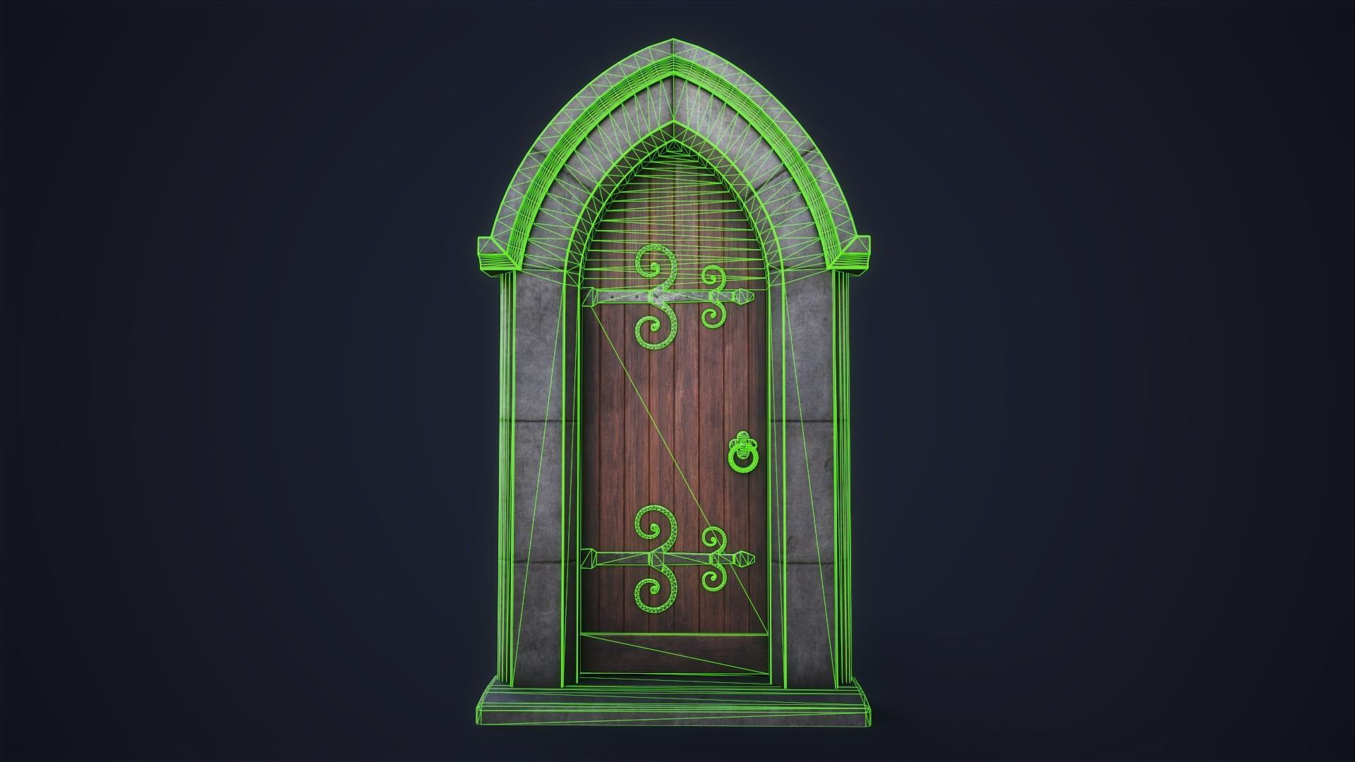Old front door Low-poly 3D model_4