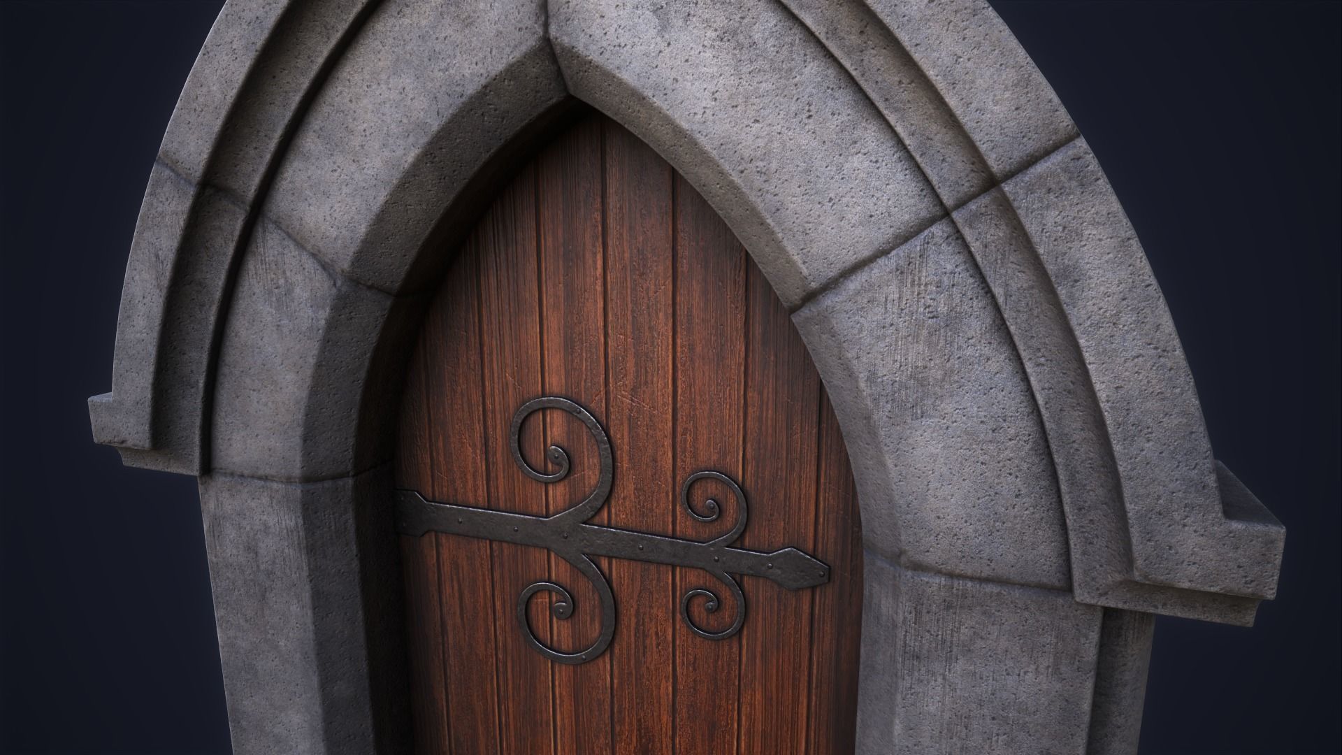 Old front door Low-poly 3D model_9