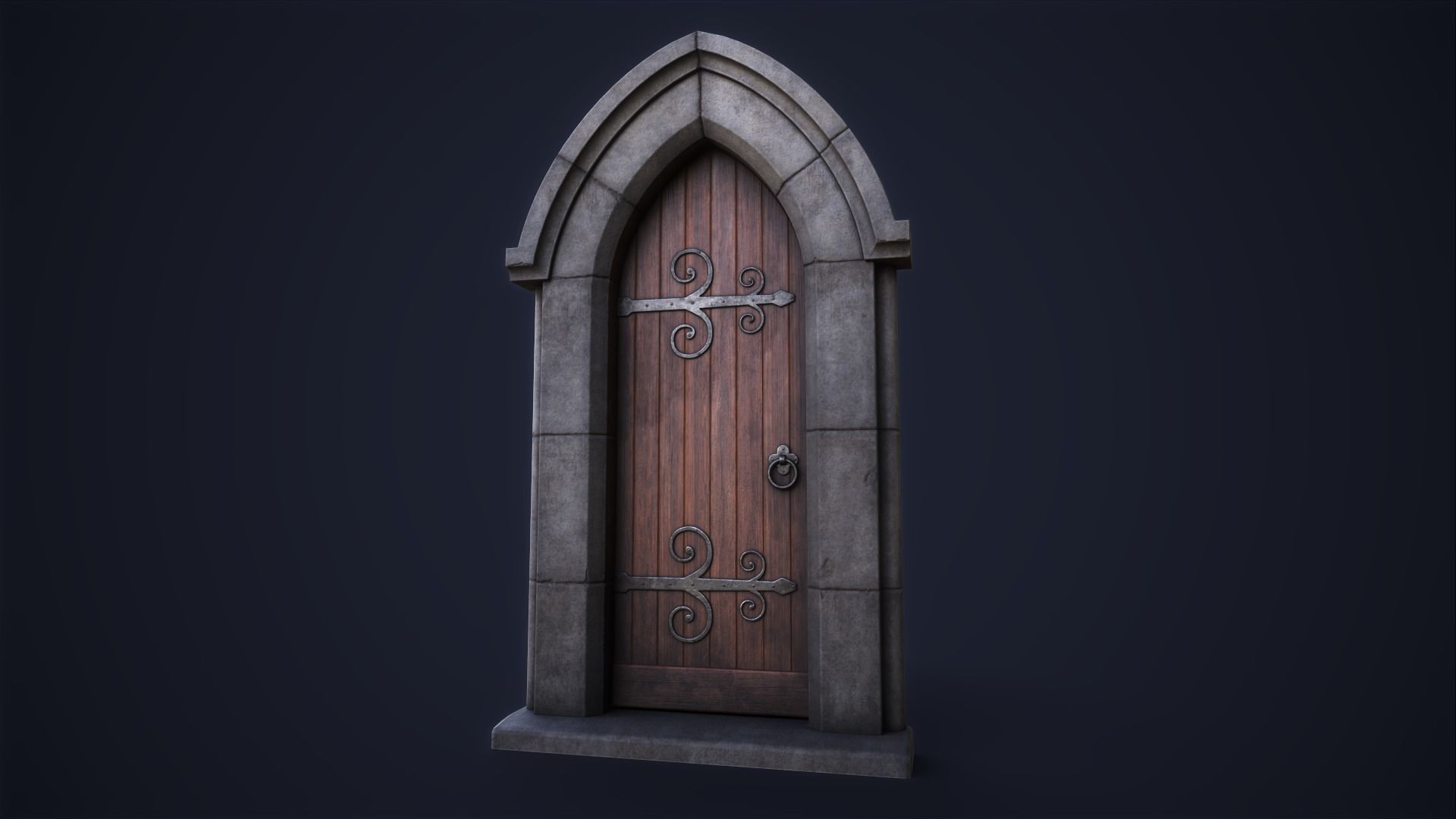 Old front door Low-poly 3D model_13