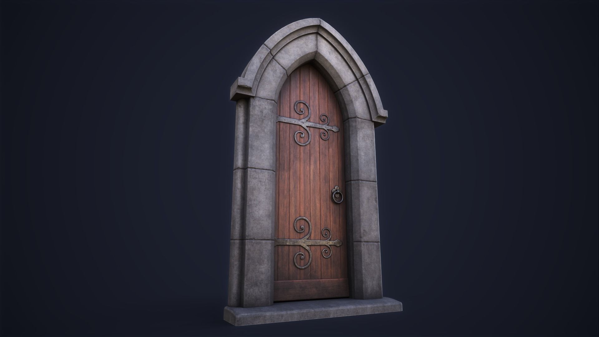 Old front door Low-poly 3D model_7