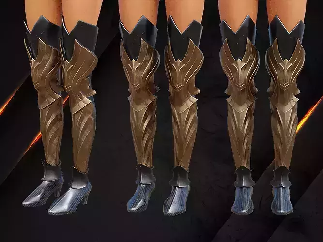 Royal Warrior leg armor female lowpoly game asset